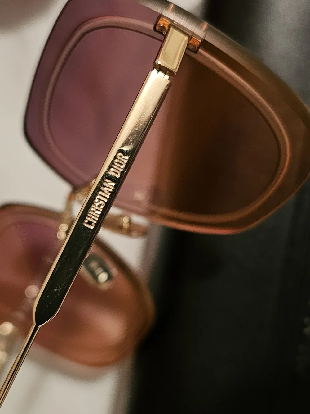 Dior Women's Pink Gradient Square Sunglasses with Gold Accents